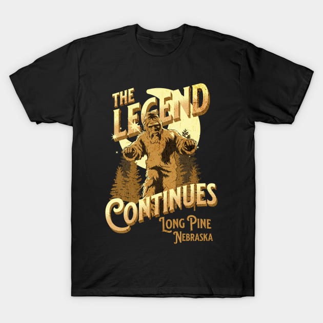 LONG PINE NEBRASKA BIGFOOT THE LEGEND CONTINUES Fun Design T-Shirt by ejsulu